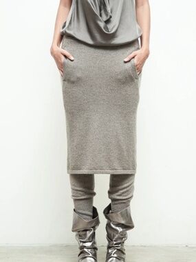 Nicholas K Dekker Skirt Pant 100% Cashmere Knit Vapor Gray Womens XXS